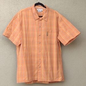 Columbia Orange Plaid Short Sleeve Button-up Shirt Men's XXL